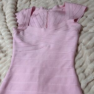 Fitted Light Pink Bandage Dress
